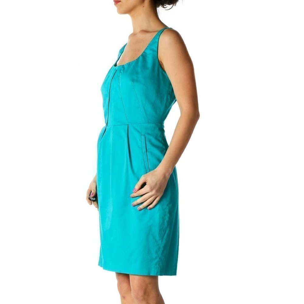 Calvin Klein Blue Solid Casual A-Line Dress - Picture 3 of 3